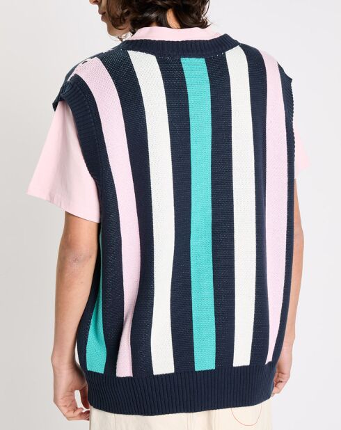 Pull 100% Coton Bio Souvenir bleu/multicolore