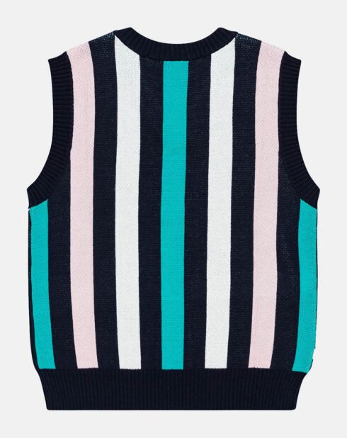 Pull 100% Coton Bio Souvenir bleu/multicolore