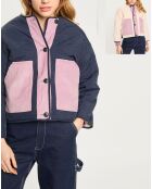 Veste réversible sherpa marine/rose