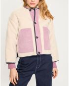 Veste réversible sherpa marine/rose