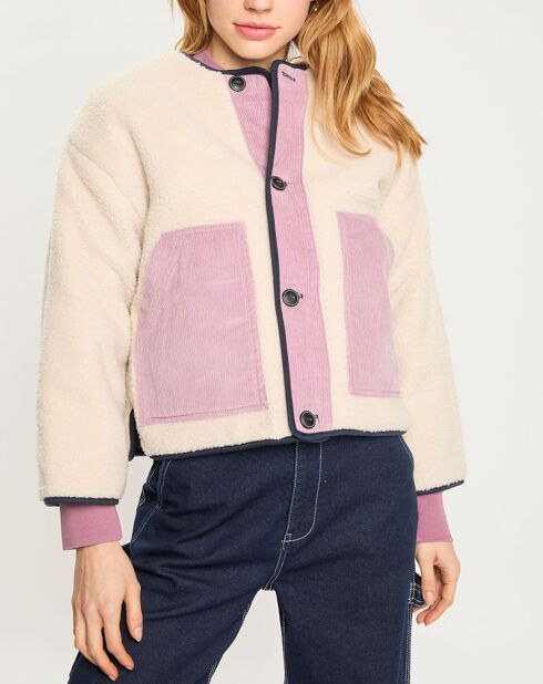 Veste réversible sherpa marine/rose