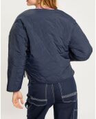 Veste réversible sherpa marine/rose