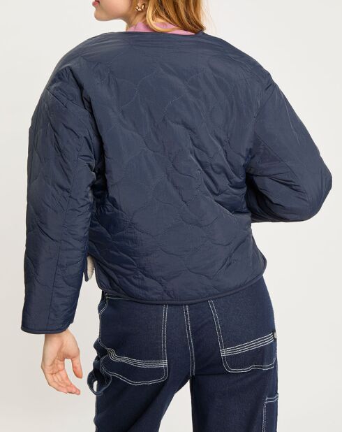 Veste réversible sherpa marine/rose