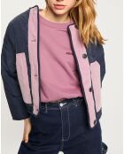 Veste réversible sherpa marine/rose