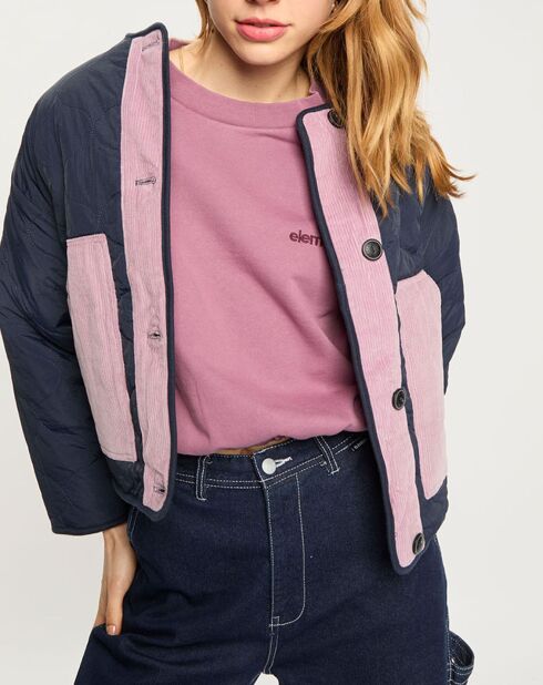 Giacca reversibile in sherpa blu/rosa