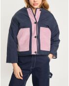 Veste réversible sherpa marine/rose