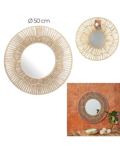Miroir Rond naturel - 50x50x1.5 cm