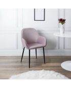 2 Fauteuils Giulia Velours Côtelé rose poudre