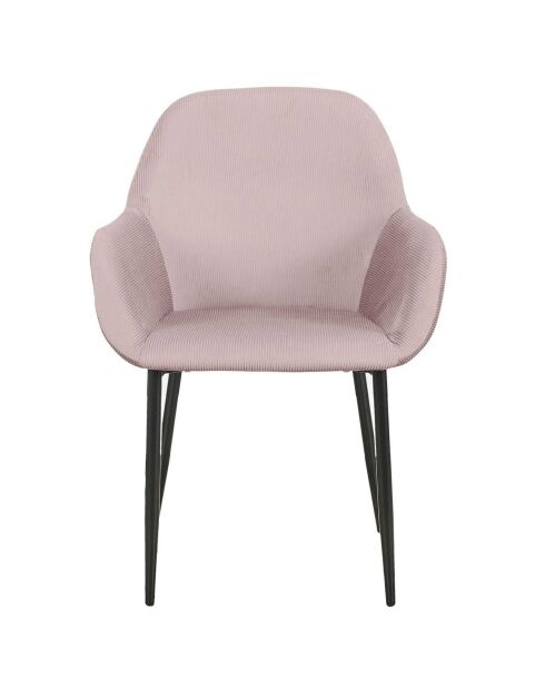 2 Fauteuils Giulia Velours Côtelé rose poudre