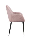 2 Fauteuils Giulia Velours Côtelé rose poudre