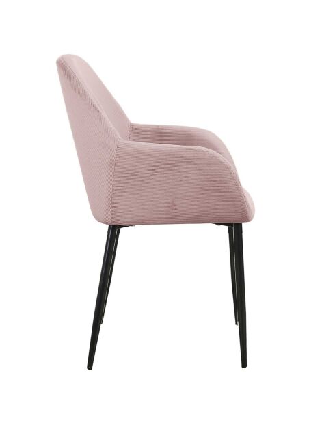 2 Fauteuils Giulia Velours Côtelé rose poudre
