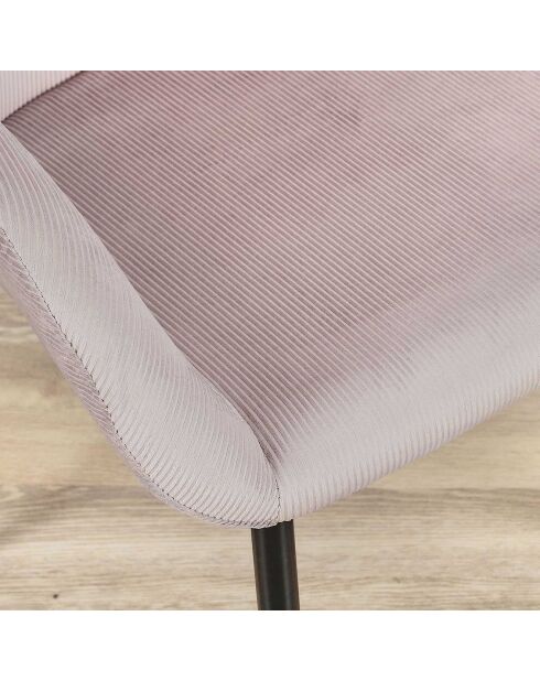 2 Fauteuils Giulia Velours Côtelé rose poudre