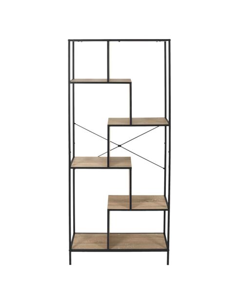 Etagere Edison bois/noir - 80x30x180 cm