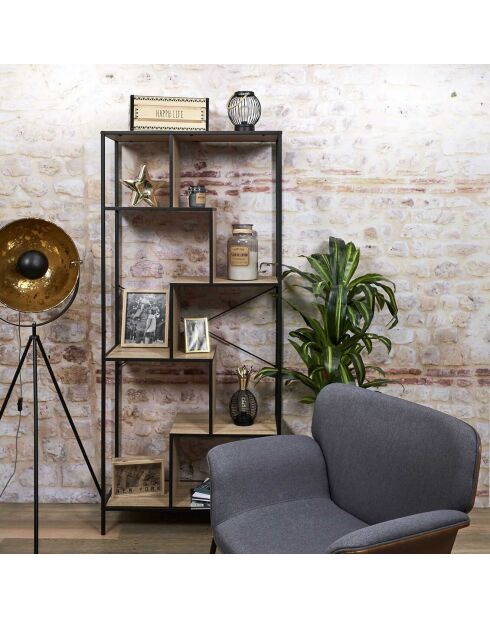 Etagere Edison bois/noir - 80x30x180 cm