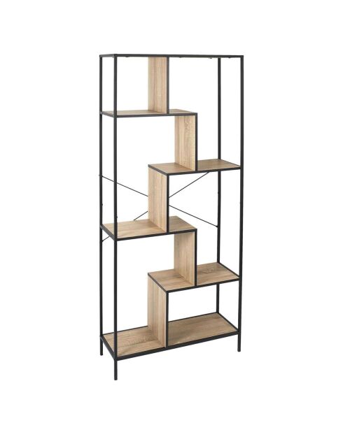 Etagere Edison bois/noir - 80x30x180 cm