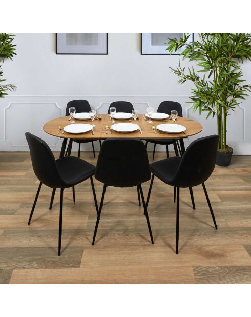 Table Extensible 4 à 6 Personnes marron/noir - 160x80x75 cm