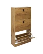 Meuble à Chaussures 3 Portes Abbott marron - 63x24x117 cm