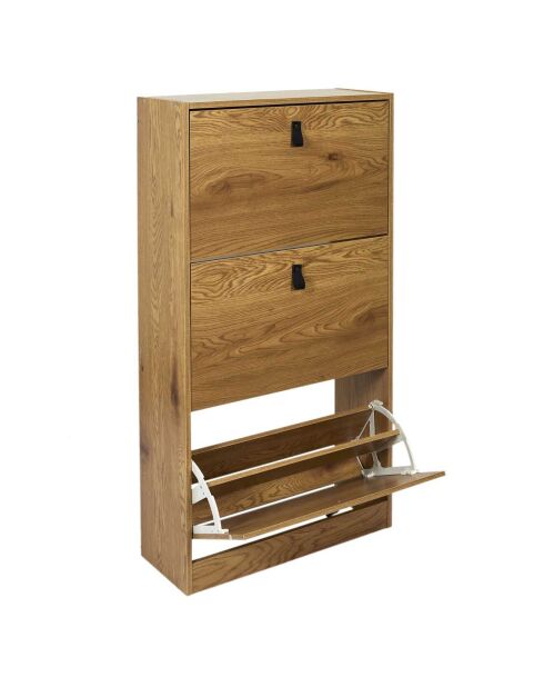 Meuble à Chaussures 3 Portes Abbott marron - 63x24x117 cm