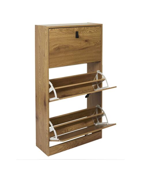 Meuble à Chaussures 3 Portes Abbott marron - 63x24x117 cm