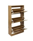 Meuble à Chaussures 3 Portes Abbott marron - 63x24x117 cm