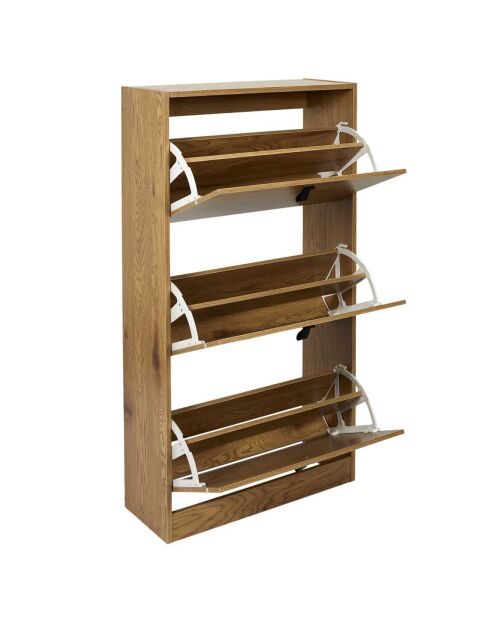 Meuble à Chaussures 3 Portes Abbott marron - 63x24x117 cm