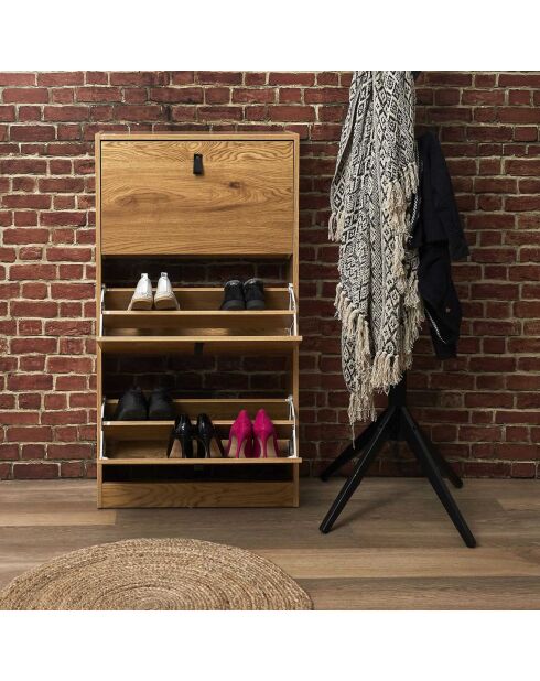 Meuble à Chaussures 3 Portes Abbott marron - 63x24x117 cm