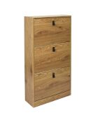 Meuble à Chaussures 3 Portes Abbott marron - 63x24x117 cm