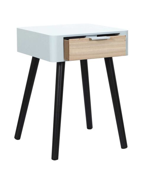 Table de Chevet 1 Tiroir en Bois gris/noir - 35x40x48 cm