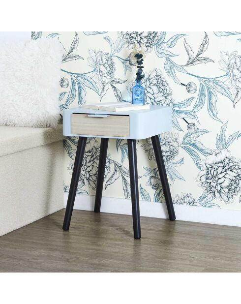 Table de Chevet 1 Tiroir en Bois gris/noir - 35x40x48 cm