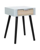 Table de Chevet 1 Tiroir en Bois gris/noir - 35x40x48 cm
