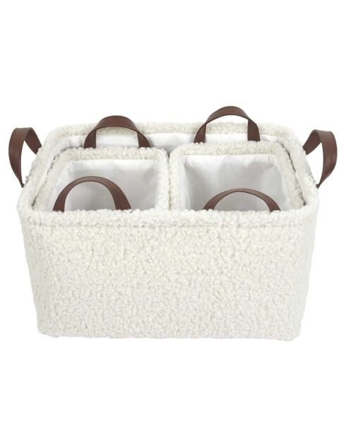 3 Paniers Rangement Bouclette blancs