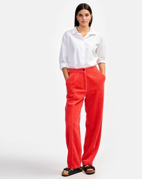 Pantalon en Velours Dark corail