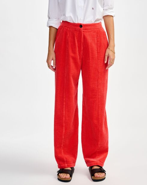 Pantalon en Velours Dark corail