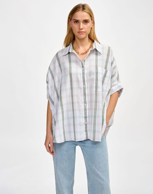 Camisa Gaudí a cuadros b de algodón y lino