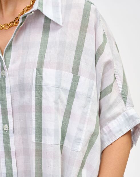 Camisa Gaudí a cuadros b de algodón y lino