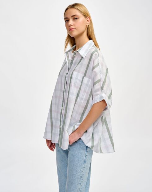 Camisa Gaudí a cuadros b de algodón y lino