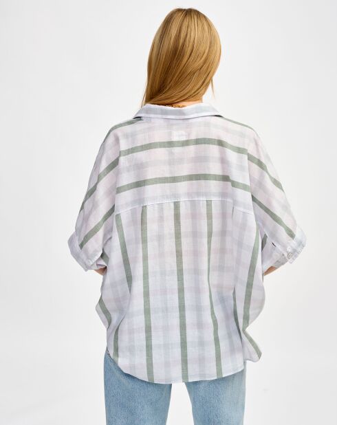 Camisa Gaudí a cuadros b de algodón y lino