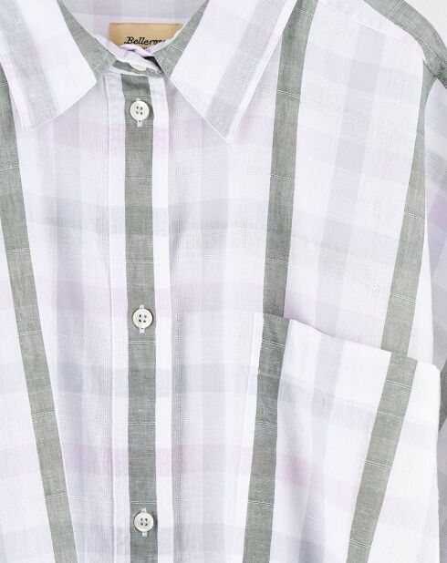 Camisa Gaudí a cuadros b de algodón y lino