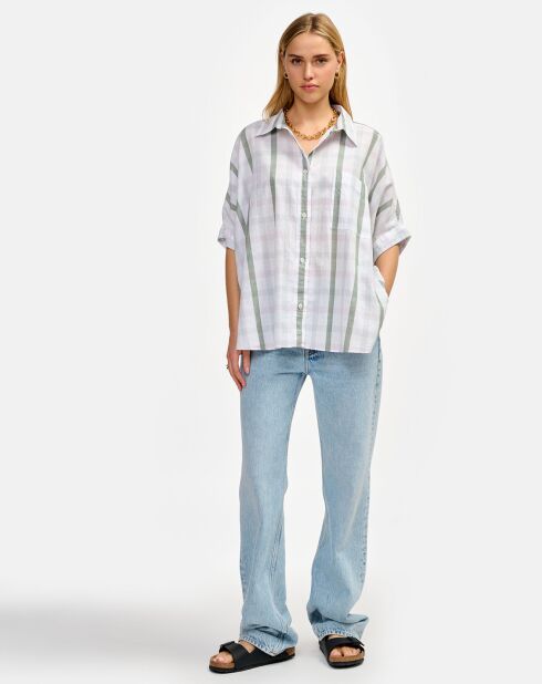 Camisa Gaudí a cuadros b de algodón y lino