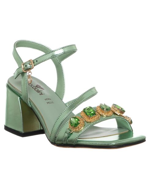 Hellgrüne Enza-Sandalen - 5 cm Absatz