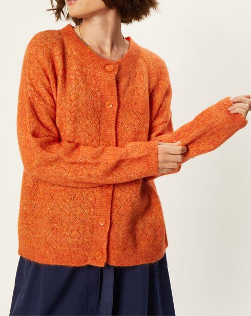 Gilet en Mohair & Laine mélangée Vahina abricot