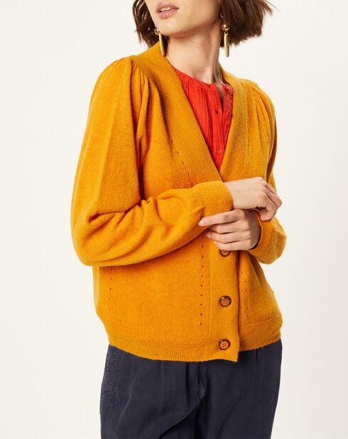 Gilet en Alpaga & Laine mélangés Valentin tournesol