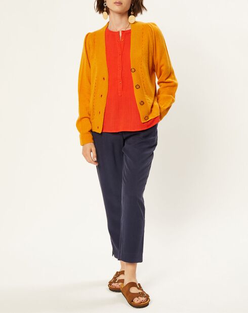 Gilet en Alpaga & Laine mélangés Valentin tournesol