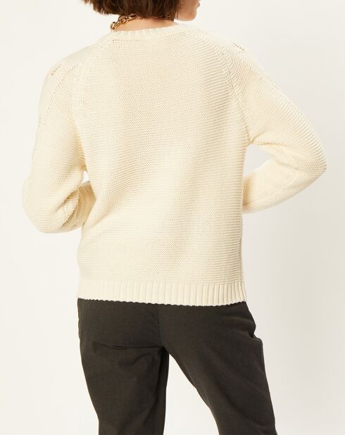 Pull Venise motif ajouré écru