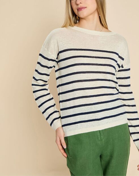 Pull marinière 100% Lin Felicity rayé marine