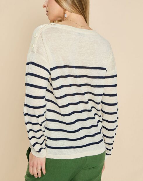 Pull marinière 100% Lin Felicity rayé marine