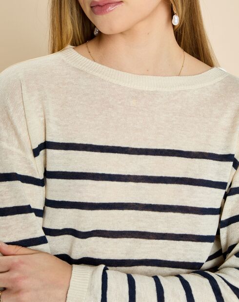 Pull marinière 100% Lin Felicity rayé marine