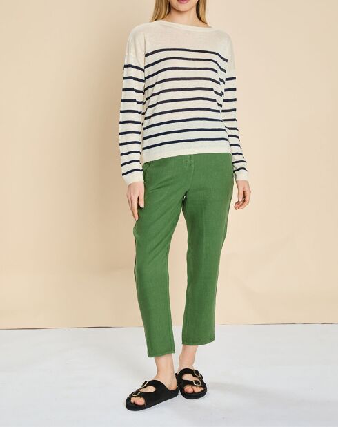 Pull marinière 100% Lin Felicity rayé marine