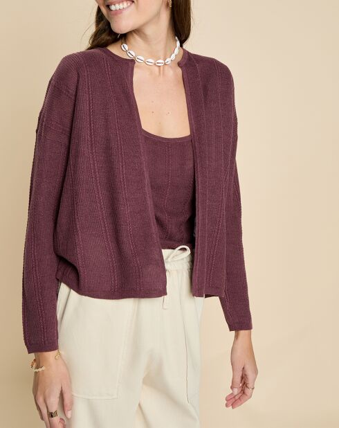 Gilet en Lin & Coton Filipa raisin