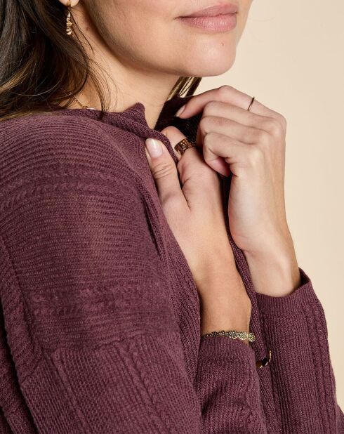 Gilet en Lin & Coton Filipa raisin